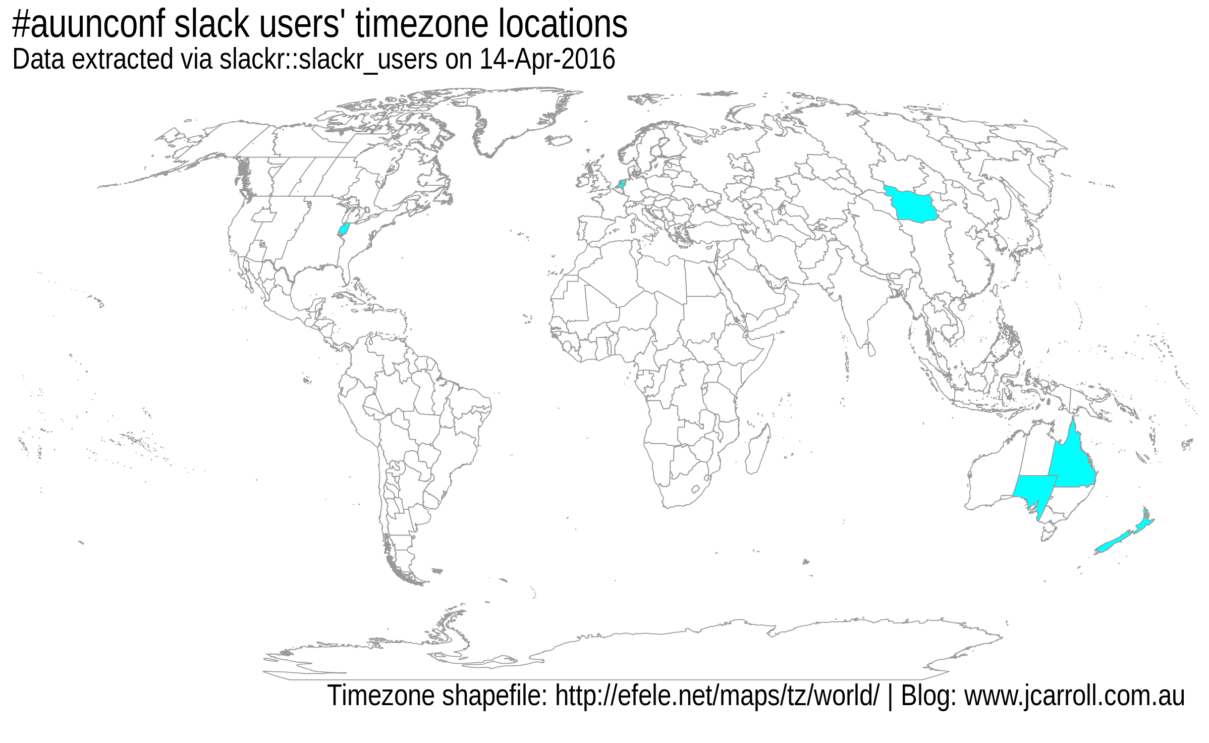 Map of #auunconf slack users